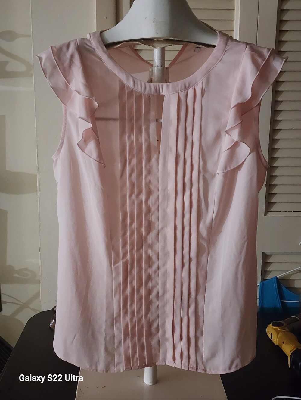 Elle Sheer Pink Ruffle Sleeve Blouse - Women's Top